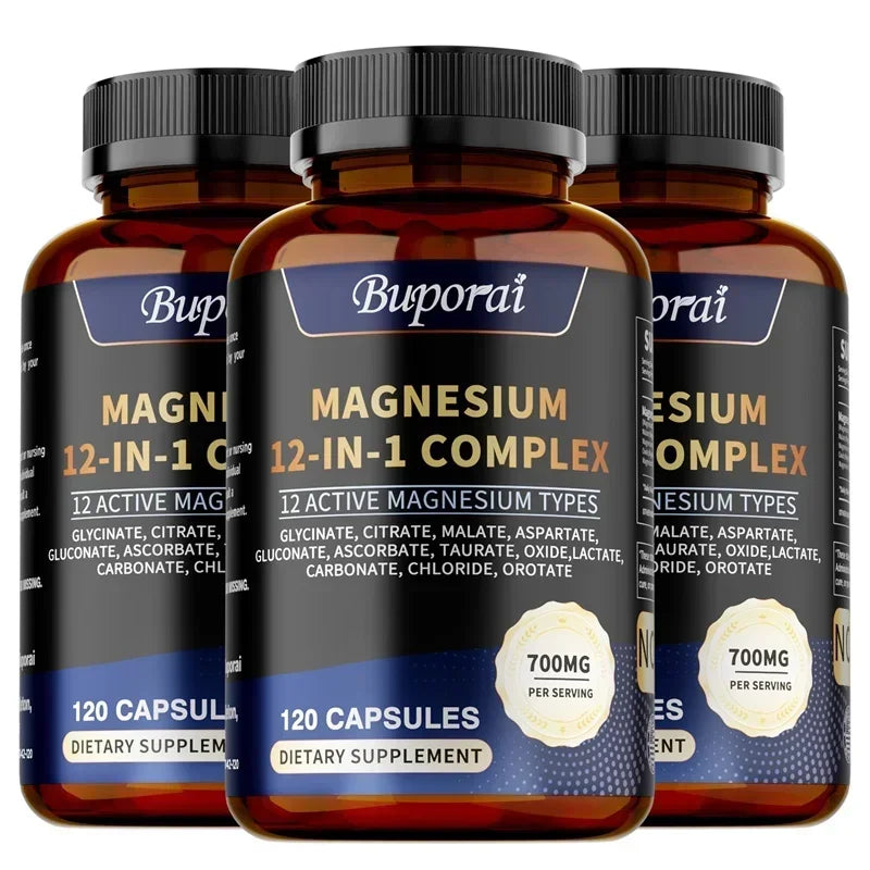 Magnesium Complex Capsules – 12-in-1 Formula for Bone, Sleep, Nerve & Digestive Health