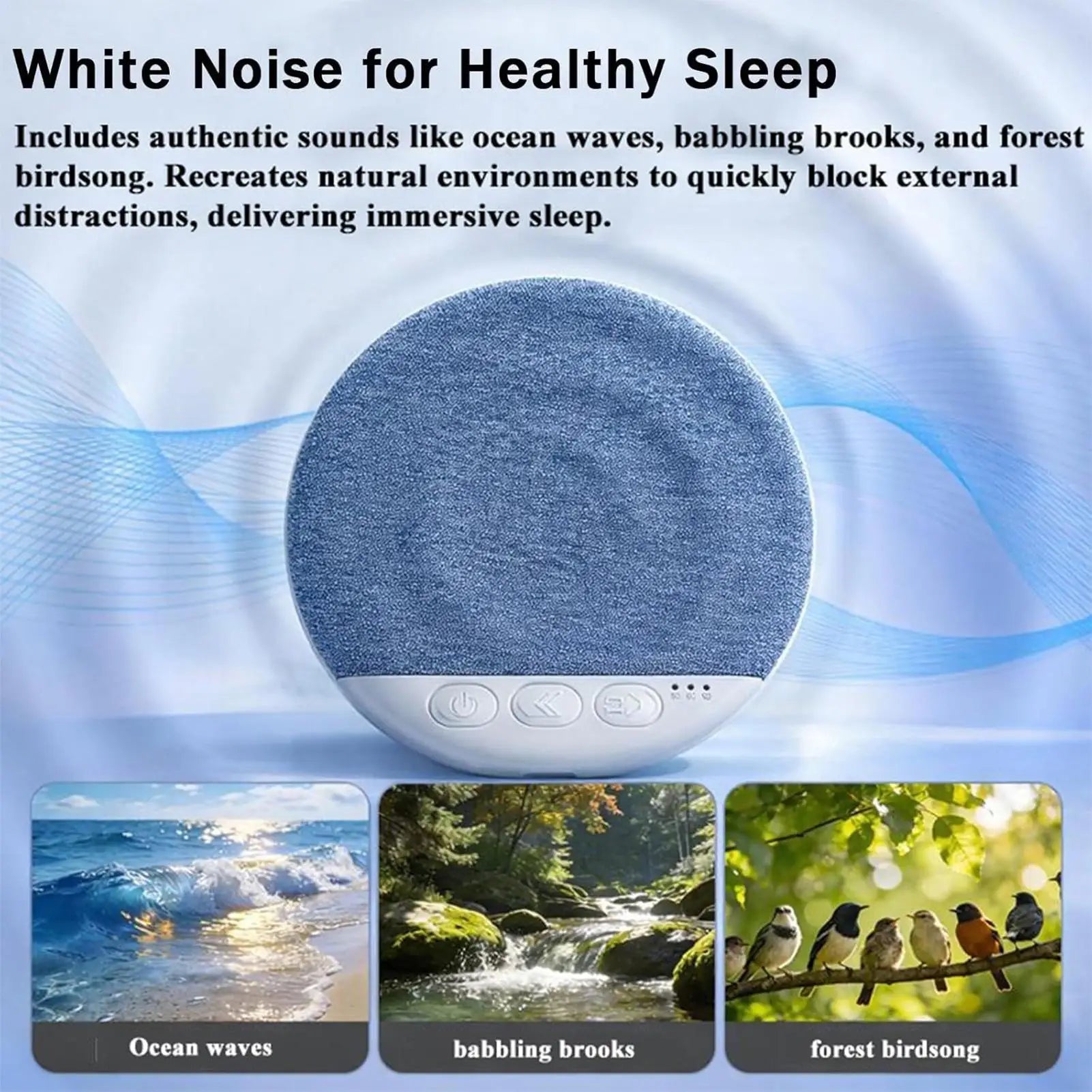 Sleep Sound Machine Rechargeable Wireless White Noise Sound Machine for Sleeping Adults for Indoor Outdoor Office Hotel Car