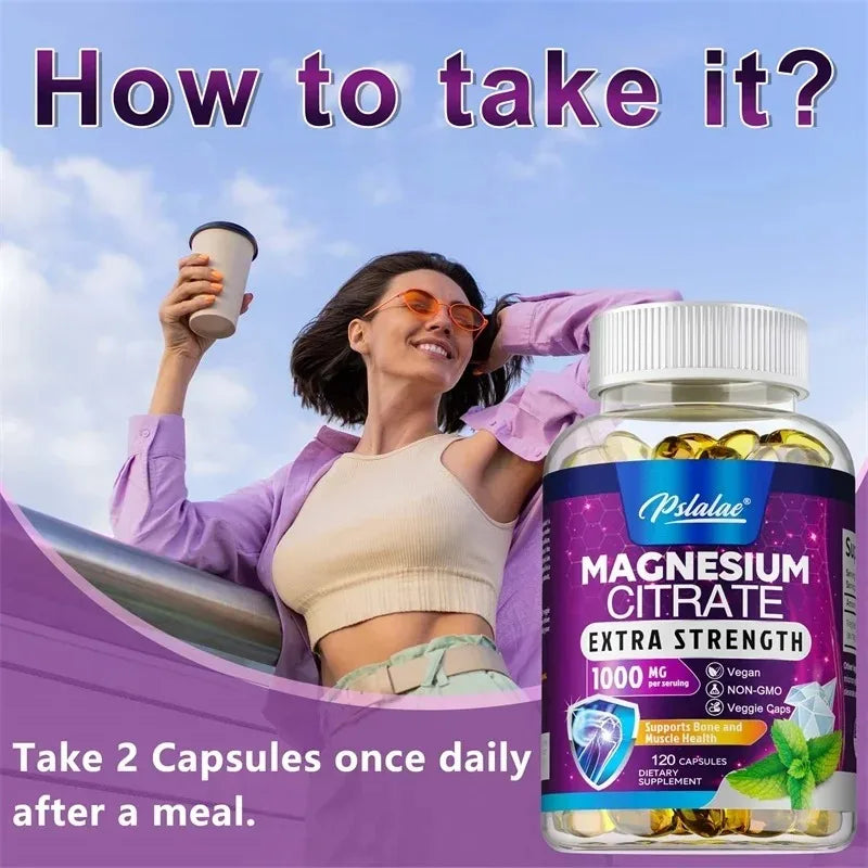 Magnesium Citrate 1000mg – Stress Relief, Bone, Sleep, Heart & Muscle Supplement