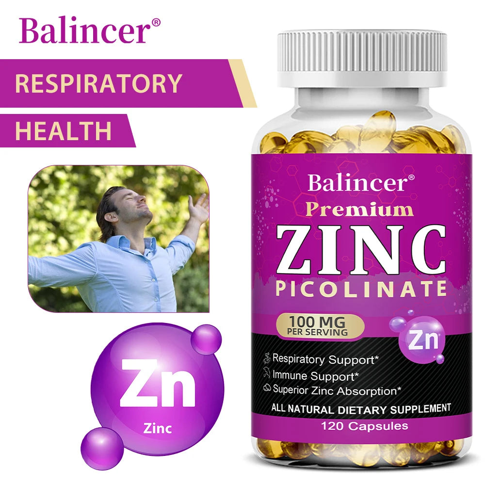 Zinc Picolinate 100mg – Immune Support, Skin Health, Sleep & Energy | 30, 60 & 120 Capsules