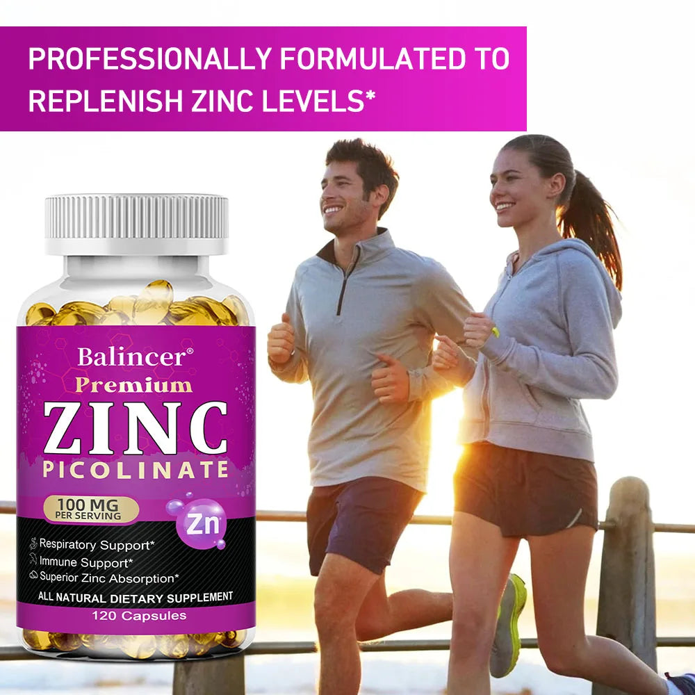 Zinc Picolinate 100mg – Immune Support, Skin Health, Sleep & Energy | 30, 60 & 120 Capsules