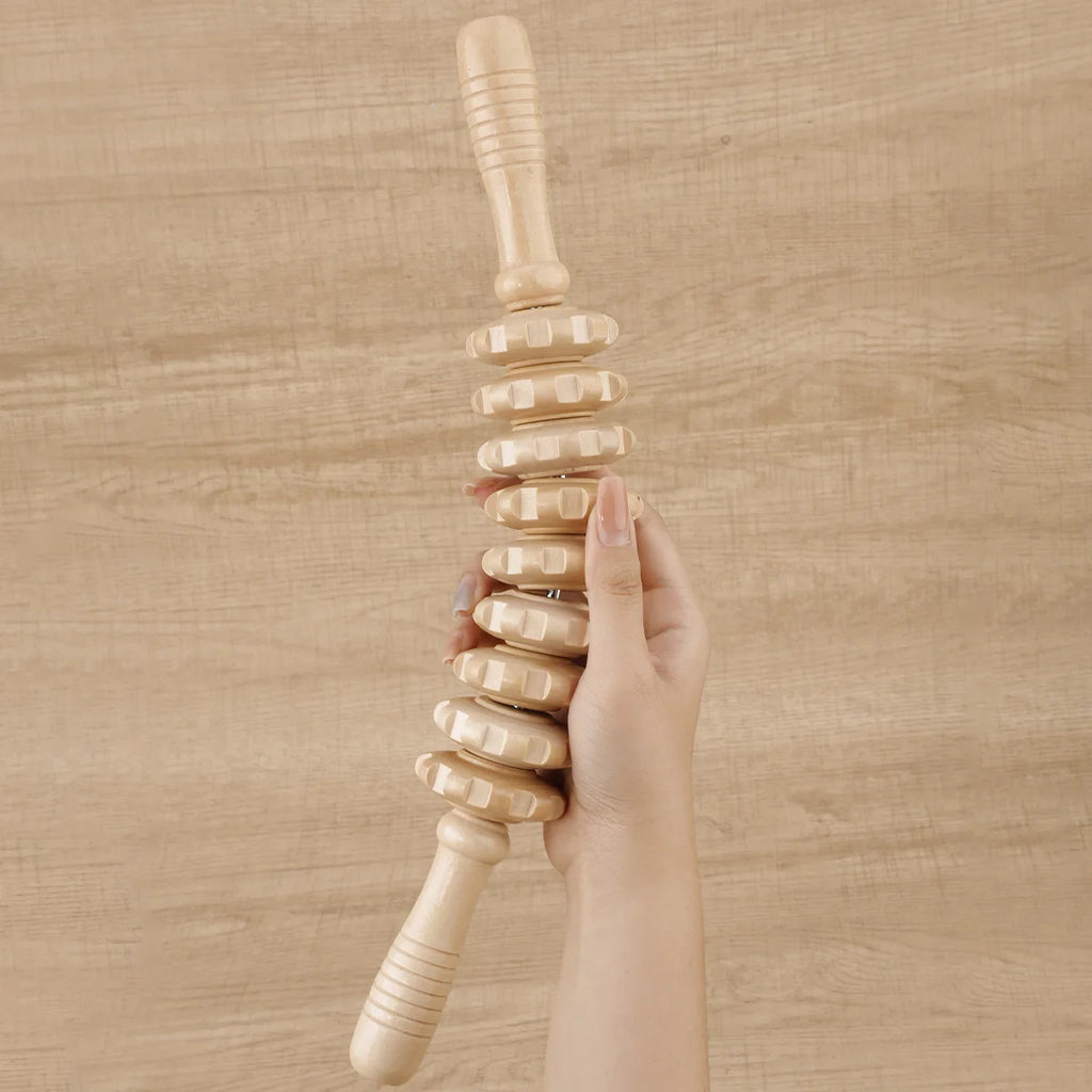 Wooden Therapy Massager Roller Trigger Point Massager Stick for Fascia Cellulite Muscle & Abdomen Body, Muscle Belly Relief Too