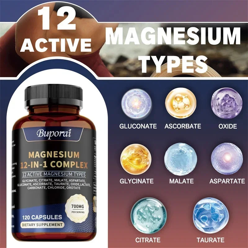 Magnesium Complex Capsules – 12-in-1 Formula for Bone, Sleep, Nerve & Digestive Health