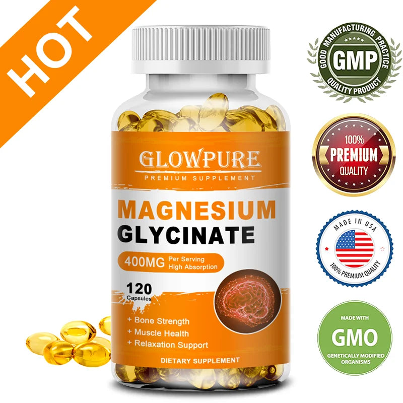 Magnesium Glycinate for Sleep, Brain, Nervous System, Bone, Muscle, Relieve Anxiety Heart Health