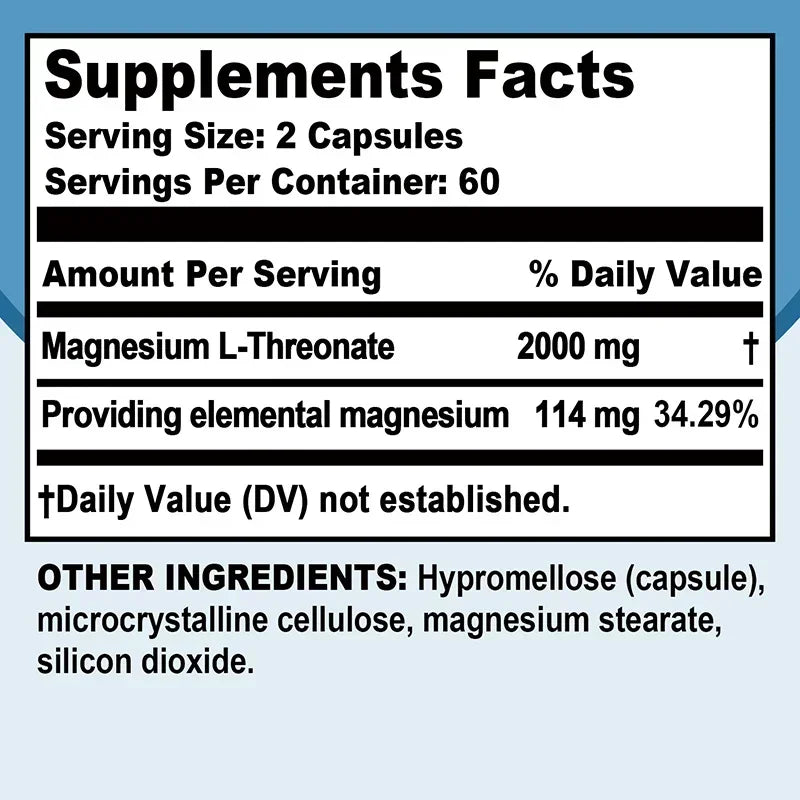 Magnesium L-Threonate – Brain Focus, Memory & Nerve Function Supplement