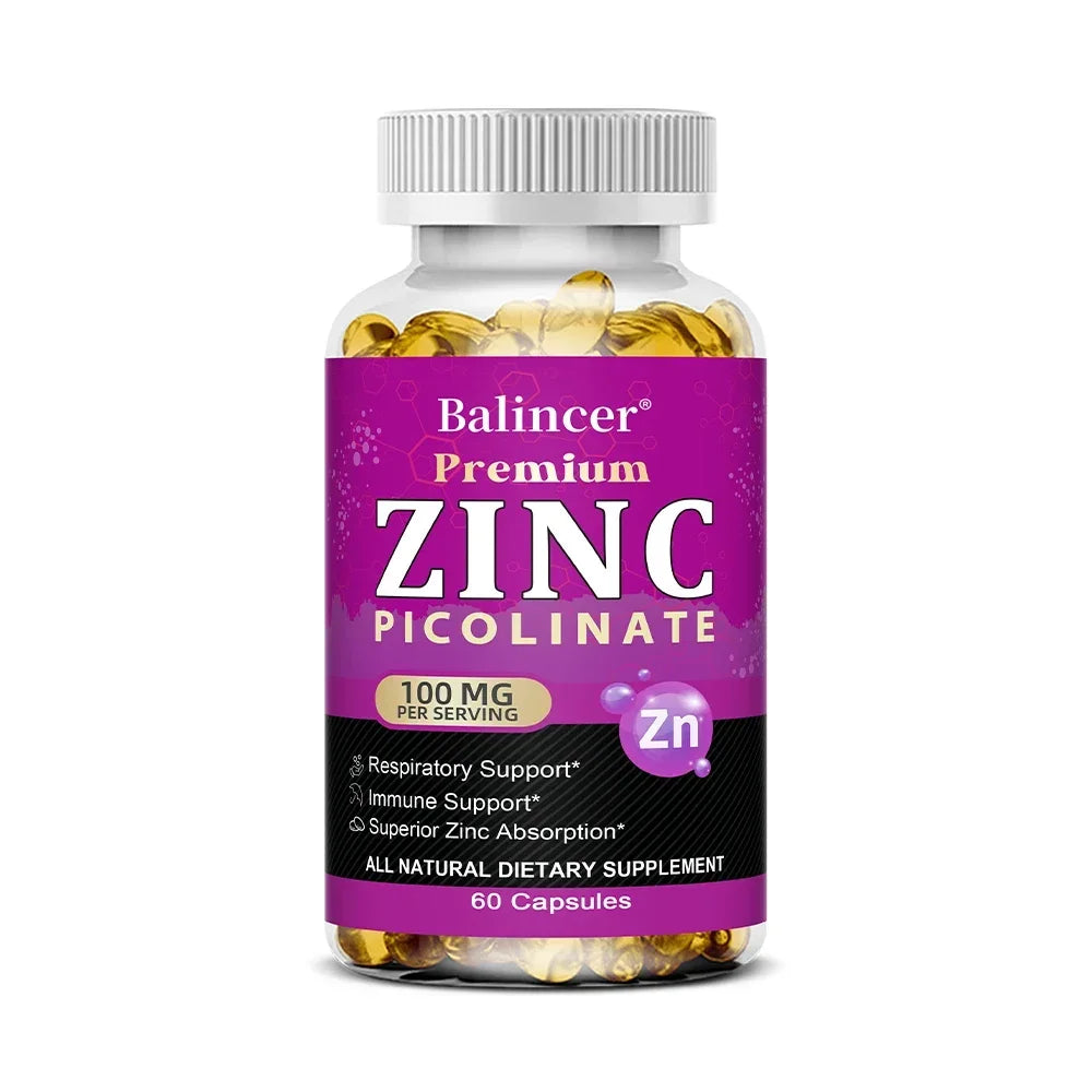 Zinc Picolinate 100mg – Immune Support, Skin Health, Sleep & Energy | 30, 60 & 120 Capsules