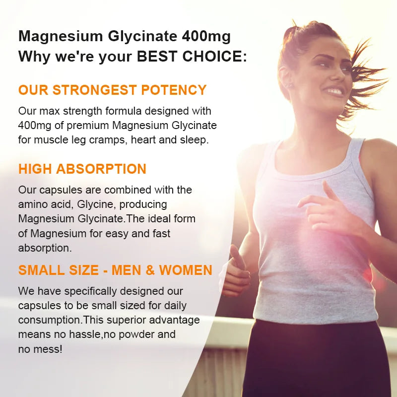 Magnesium Glycinate for Sleep, Brain, Nervous System, Bone, Muscle, Relieve Anxiety Heart Health