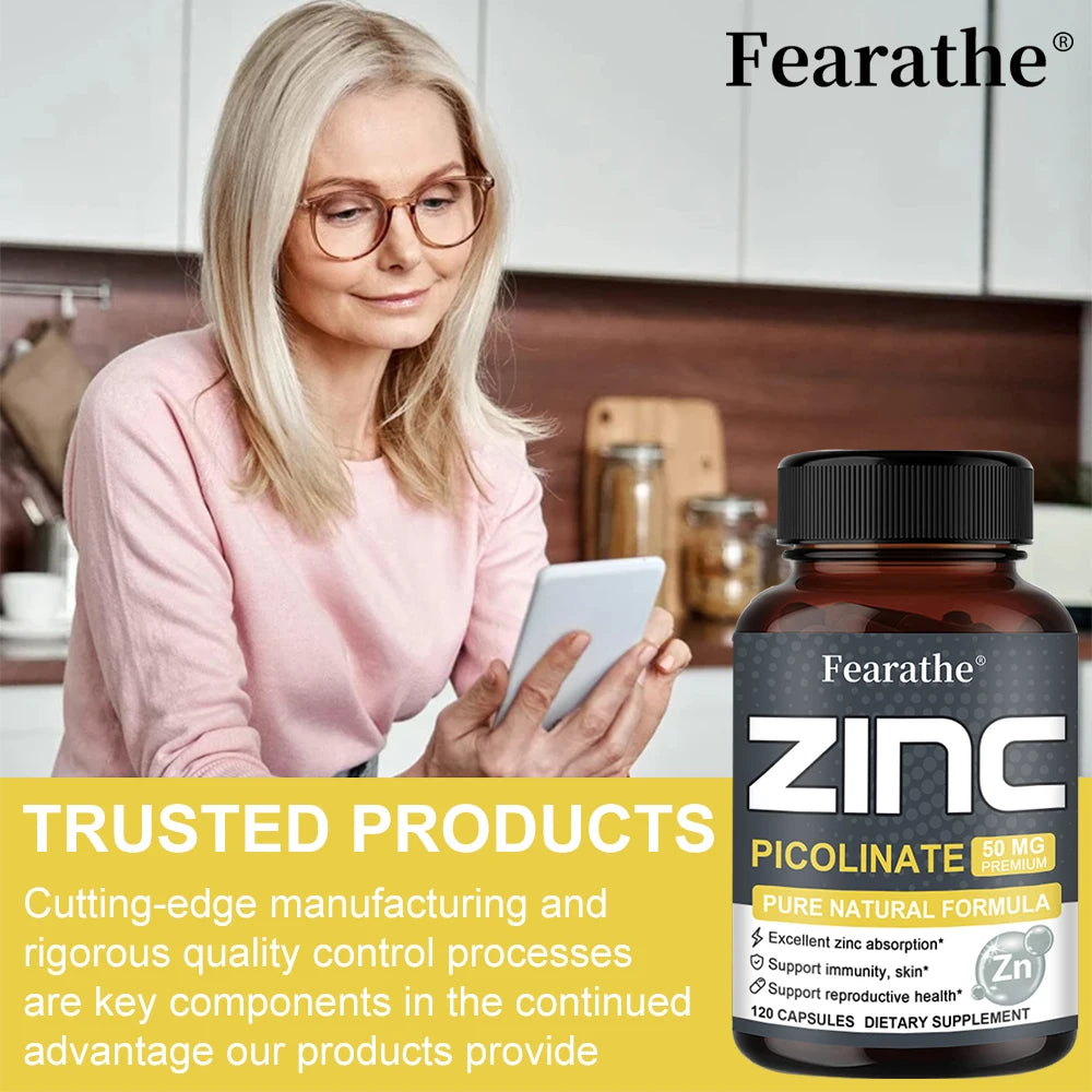 Zinc 50mg – High Potency Immune Support, Healthy Skin & Bone Health Supplement