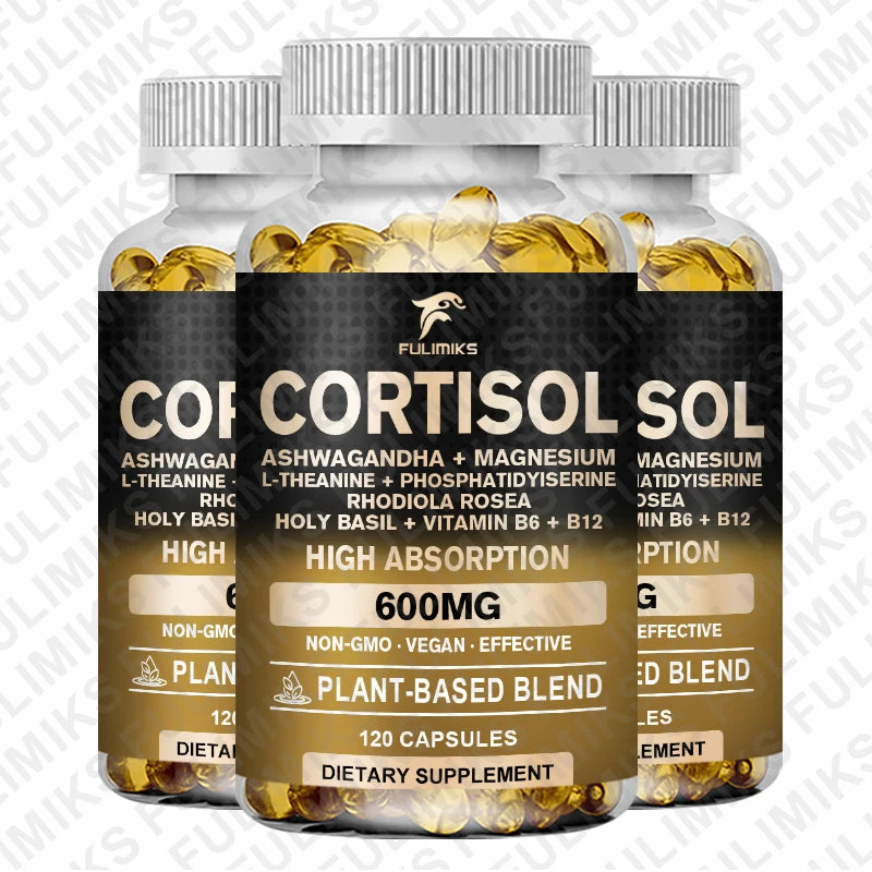 Cortisol Supplement, Holy Basil | Ashwagandha | Rhodiola | L-Theanine, Plant-Based Hormone Balance - Mood, Focus & Sleep Support