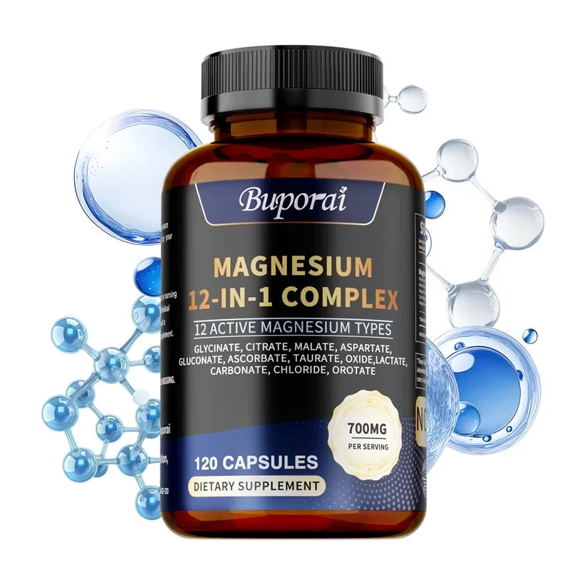 Magnesium Complex Capsules – 12-in-1 Formula for Bone, Sleep, Nerve & Digestive Health
