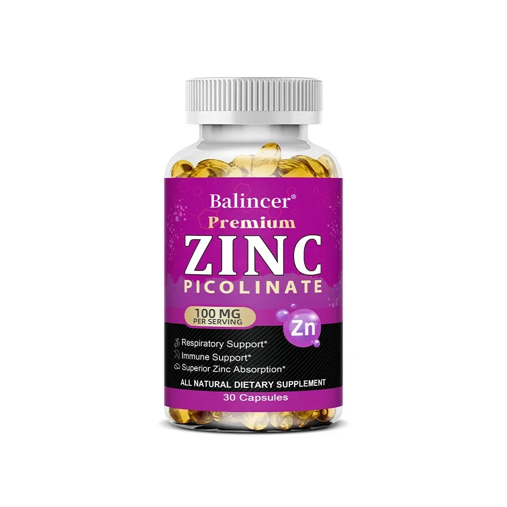 Zinc Picolinate 100mg – Immune Support, Skin Health, Sleep & Energy | 30, 60 & 120 Capsules