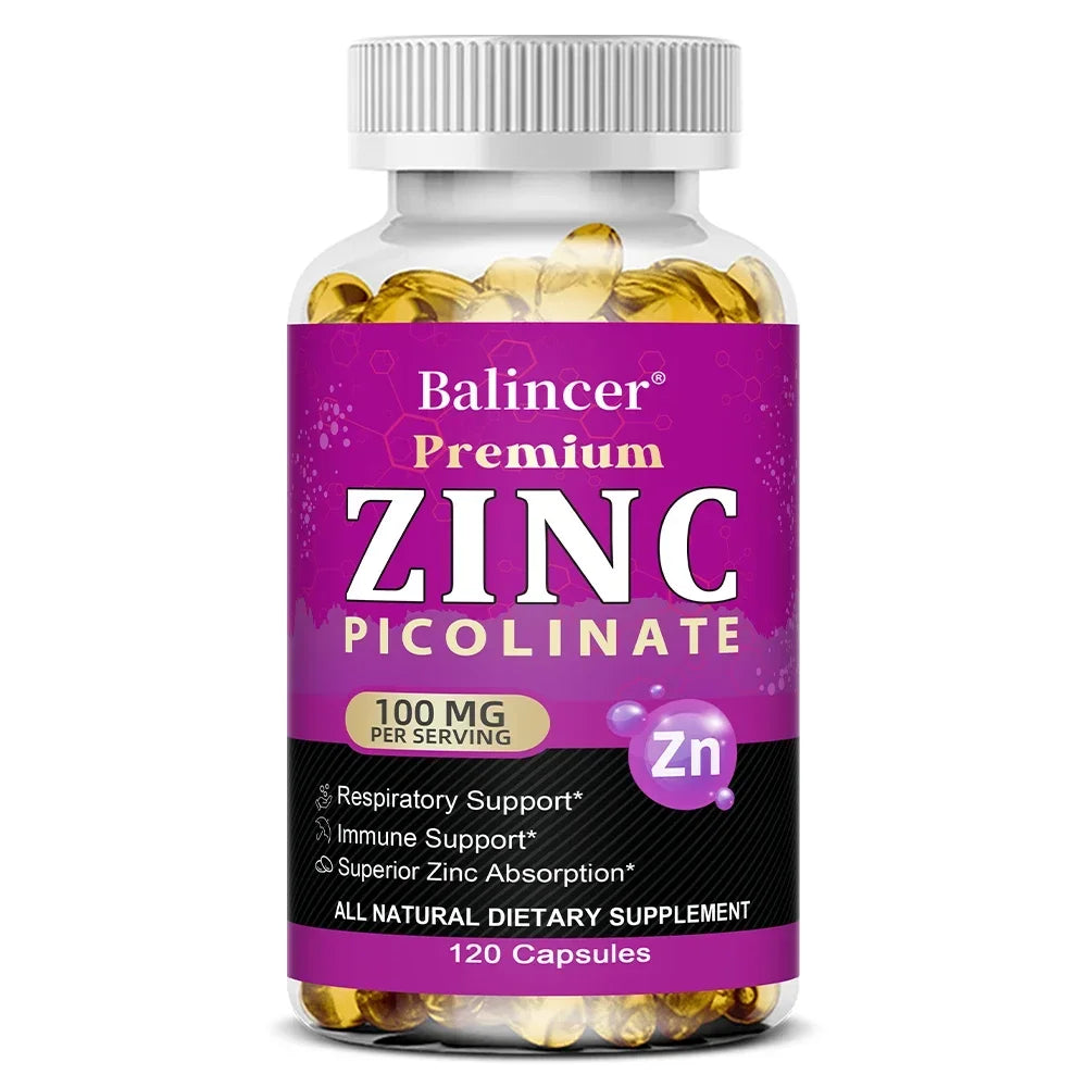 Zinc Picolinate 100mg – Immune Support, Skin Health, Sleep & Energy | 30, 60 & 120 Capsules