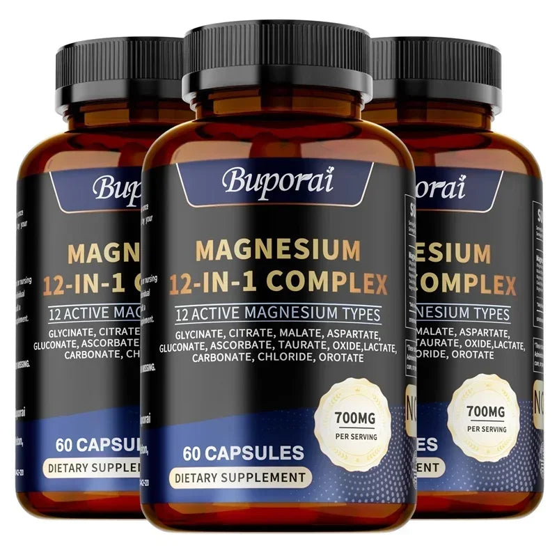 Magnesium Complex Capsules – 12-in-1 Formula for Bone, Sleep, Nerve & Digestive Health