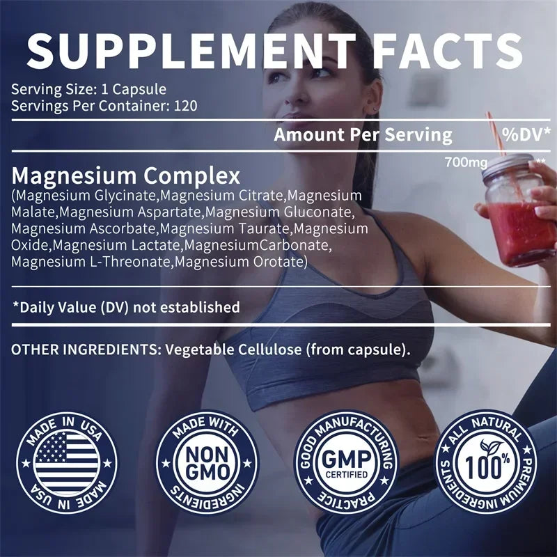 Magnesium Complex Capsules – 12-in-1 Formula for Bone, Sleep, Nerve & Digestive Health